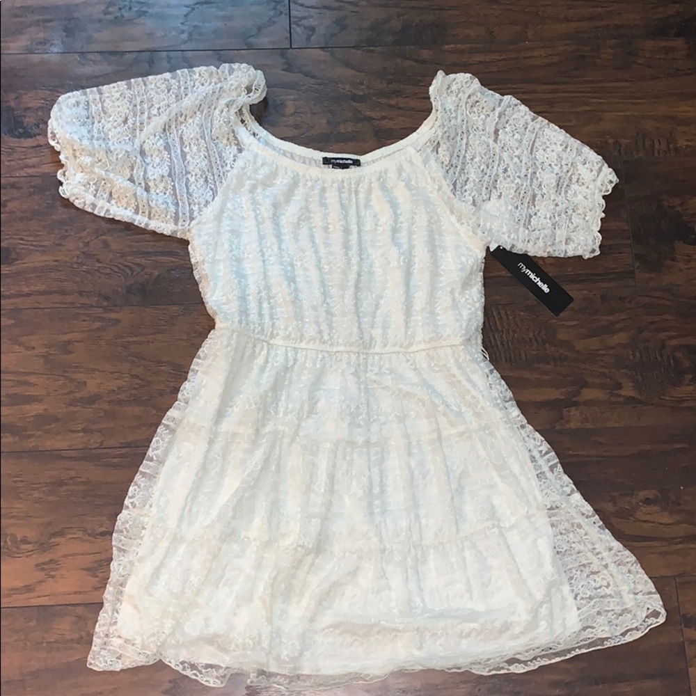 Dainty Off-White Lace Dress